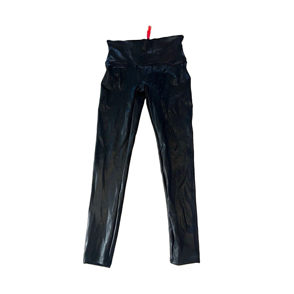 Spanx Faux Leather Leggings Black Ankle High Rise Stretch Size L/G indie sleaze